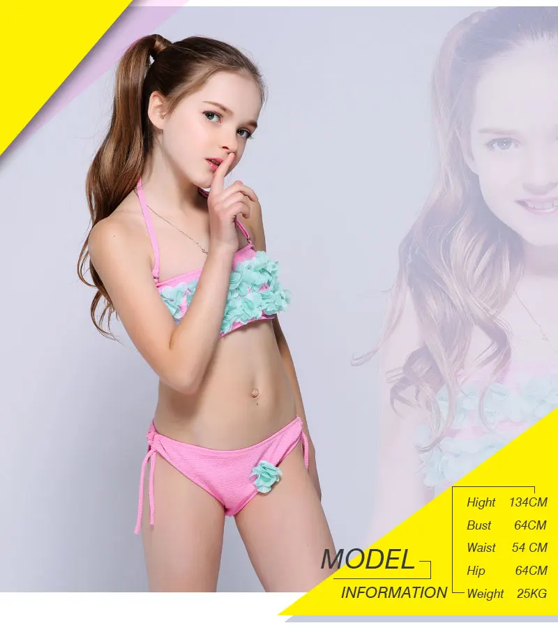 Andzhelika bikini детский купальник бикини с объемными цветами AK1657
