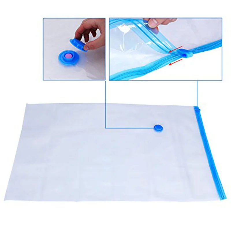 Home Foldable Compressed Space Saving Seal packet Vacuum Bag for Clothes Storage With Valve Transparent Border | Дом и сад