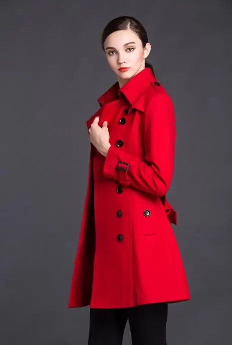 

Autumn winter woman long wool coat women Double-breasted overcoat casaco feminino jaqueta feminina manteau femme black red