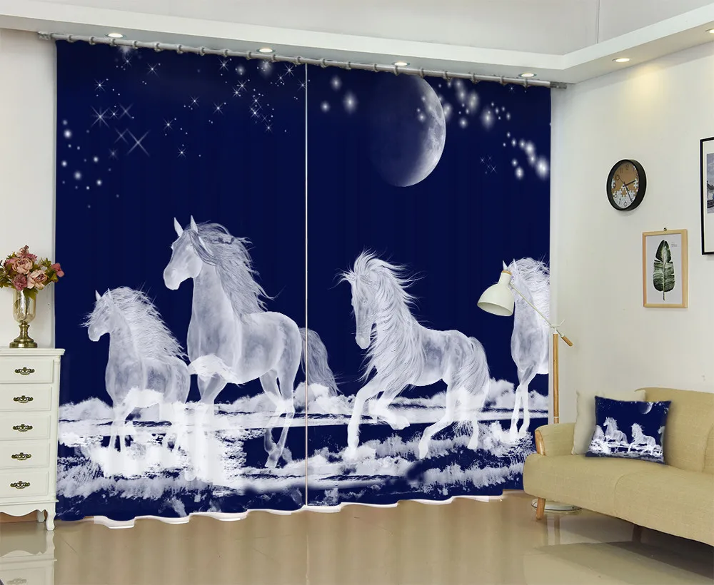 

Creative Photo Of Pegasus On The Sky 3D Window Curtain For Bedding Room