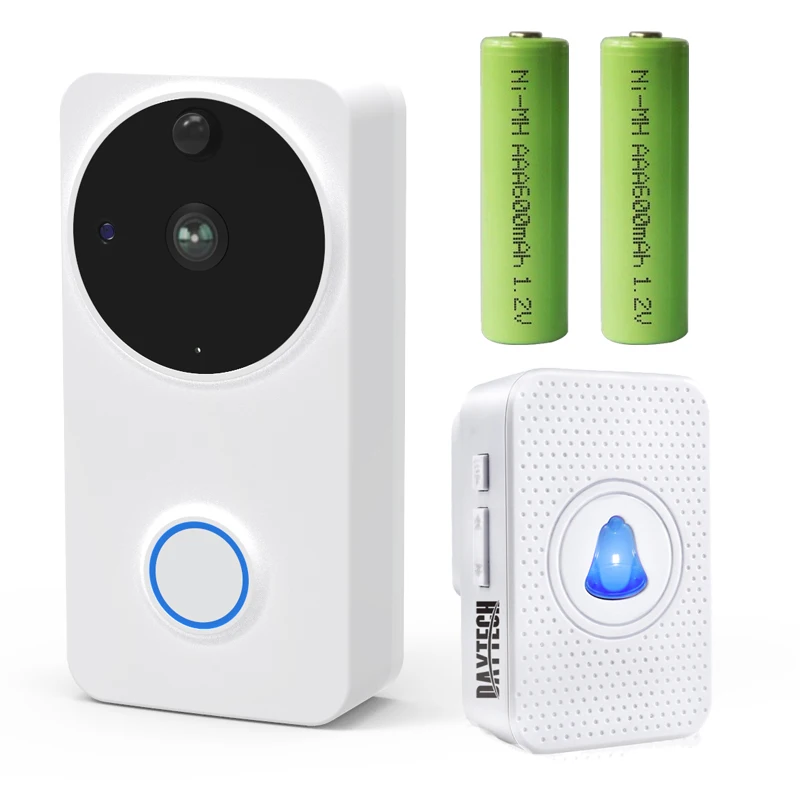 VD02WH Battery Chime Беспроводная видеокамера DAYTECH, дверной звонок, домофон, домофон, Открытый 1080 P, WiFi камера, батарея IP65, дверной звонок, сигнализация, Домашняя безопасность - Цвет: VD02WH Battery Chime