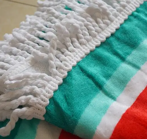 Новое летнее большое круглое пляжное полотенце из хлопка с принтом и кисточкой