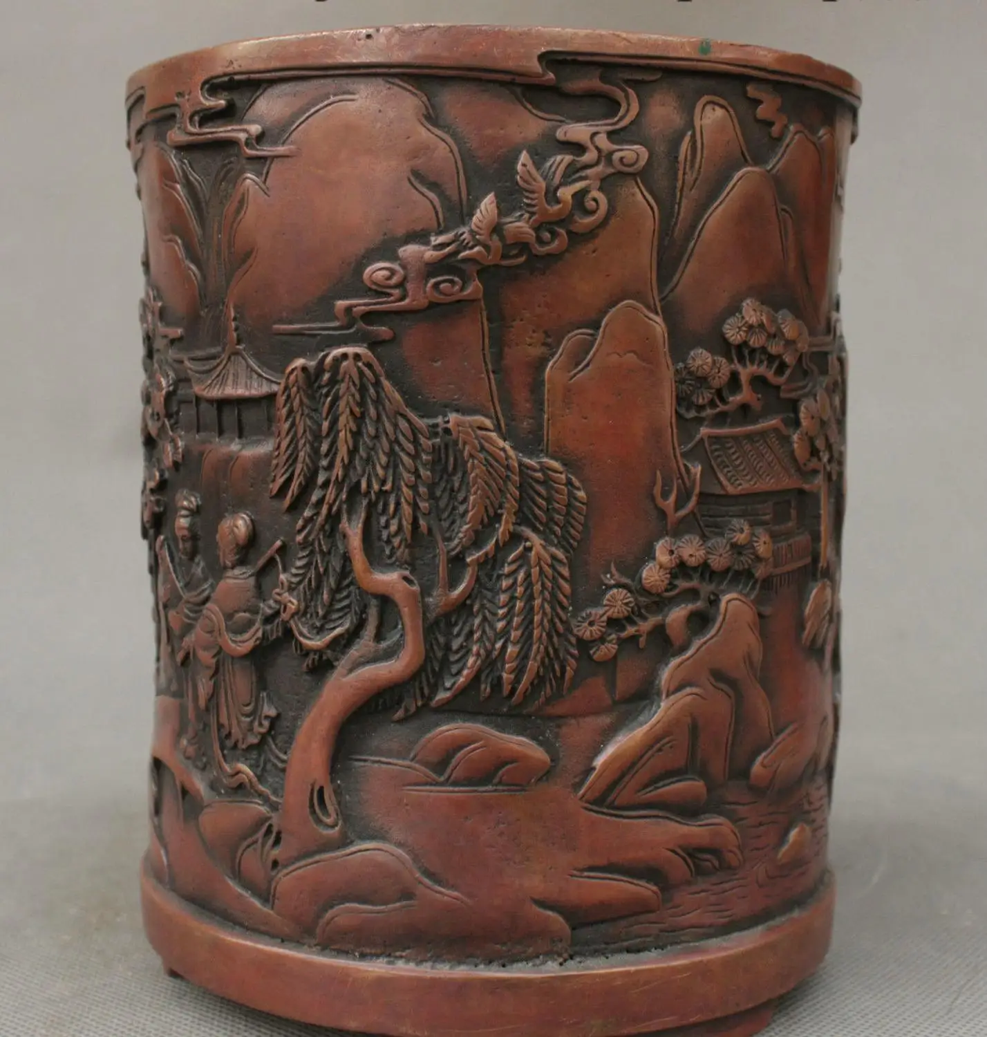 Old Chinese Ancient Dynasty Palace Pure Bronze People Pine Incense Burner Censer | Дом и сад