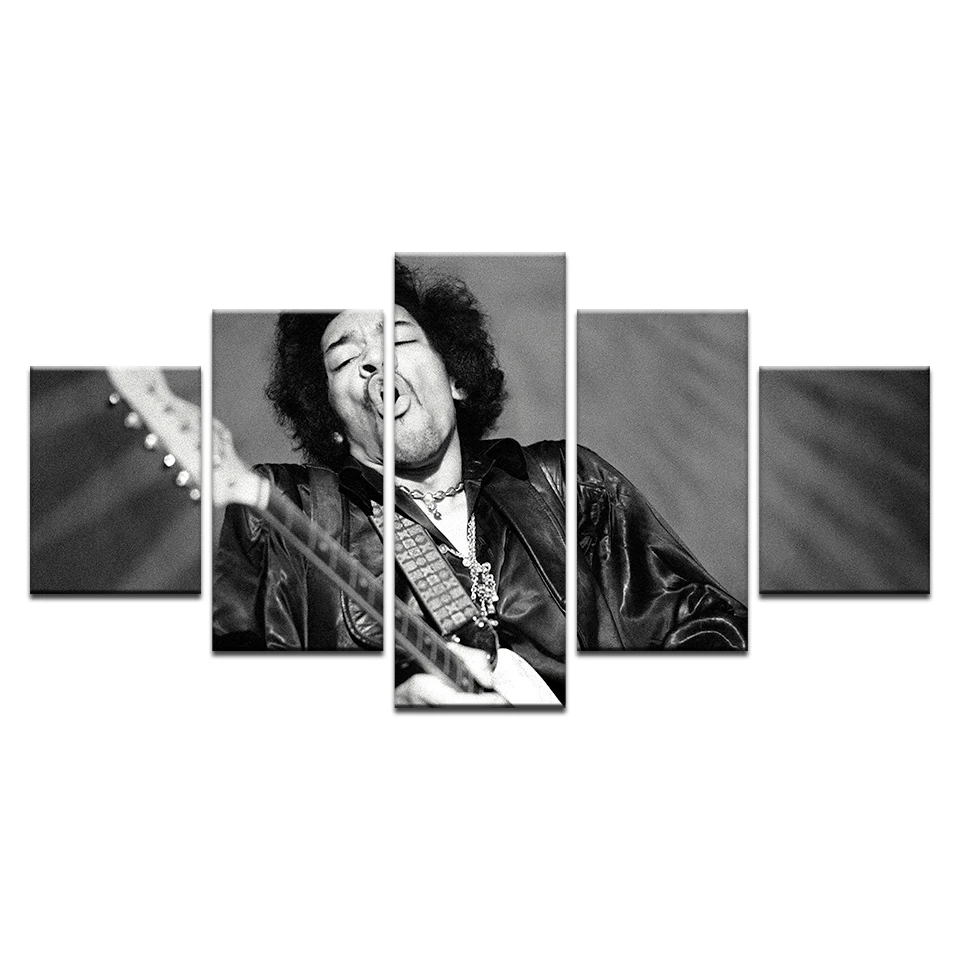Vintage Black White Poster For &quotJimi&quot Hendrix Canvas Painting Room Home Decoration Wall Art 5 Pcs Singer Picture Framed | Дом и сад