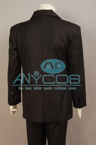 Коричневый шерстяной костюм в полоску мужской для косплея на Хэллоуин|costume for