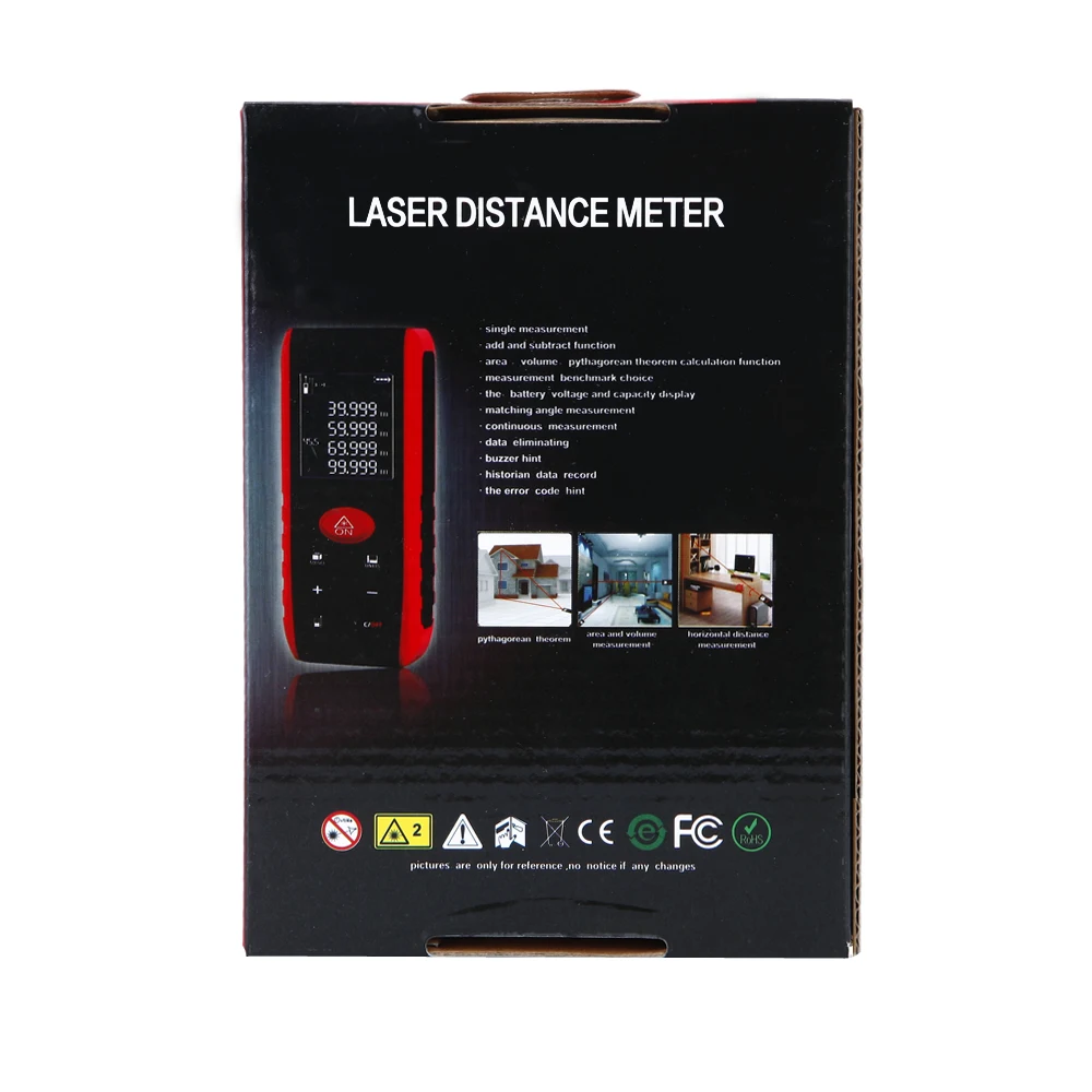 Цифровой 60 м ленты инструмент дальномер тестер Площадь-объем-угол лазерный Finder