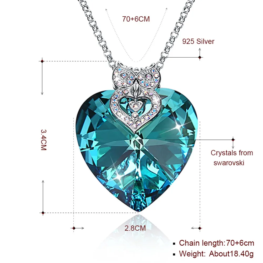 Женское ожерелье с подвеской в виде сердца LEKANI роскошное кристаллами Swarovski