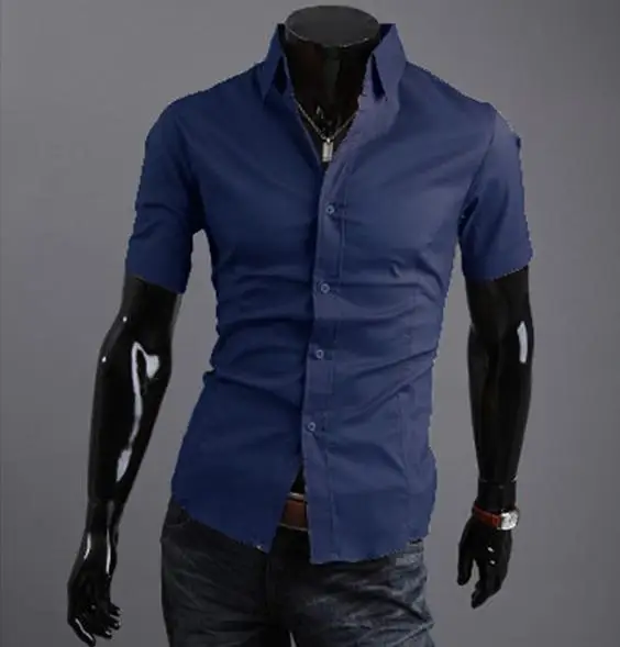 Хит продаж Мужская Повседневная рубашка Slim fit стильное платье с короткими