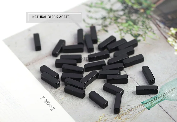 BLACK AGATE 18 цветов натуральные свободные бусы прямоугольной формы Lapis Аметист желтый нефрит красный кварц DIY аксессуары 4x13 мм выбрать размер для - Цвет: BLACK AGATE
