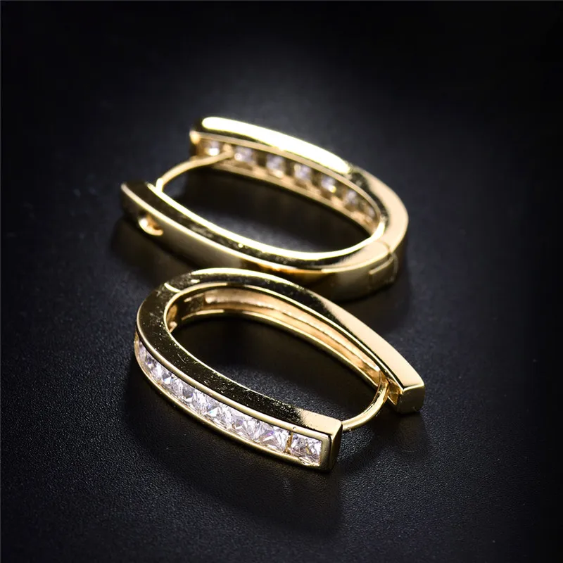 Женская большая серьга кольцо BUDONG серебряное/золотое с кристаллами из