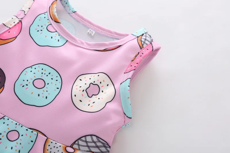 Милое летнее детское Хлопковое платье для девочек ярко-розовый костюм с принтом