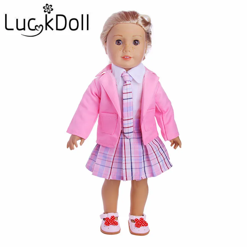 

2 Colors Campus Dress 1 Set = Coat+Shirt+Skirt+Tie+Shoes Fit 18 Inch American&43CM Baby Doll Clothes Accessories,Toys,Generation