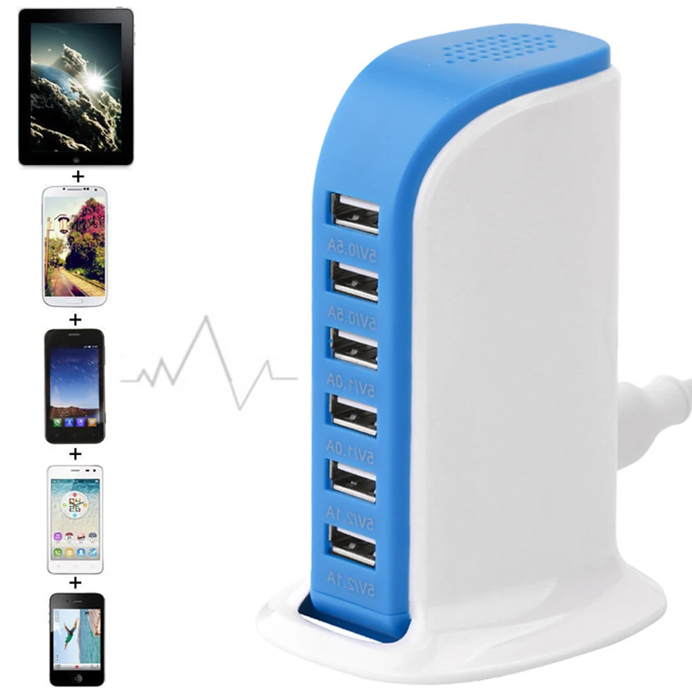 6 портов usb-хаб зарядное устройство 6А быстрая зарядная станция настольная дорожная розетка EU/US вилка для мобильного телефона зарядная станция для планшета