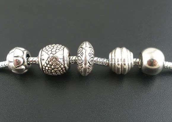 Бесплатная доставка 500 шт. смешанные Античные Серебряные Акриловые бусины