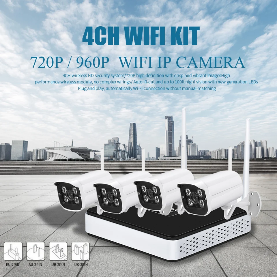 BESDER Беспроводная Plug & Play 960P Wifi камера CCTV система видеонаблюдения 4 шт безопасности