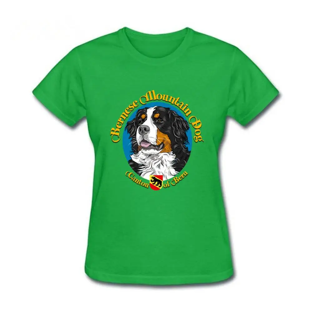 Женская футболка Bernese mountain dog белая Повседневная с круглым вырезом и принтом лето