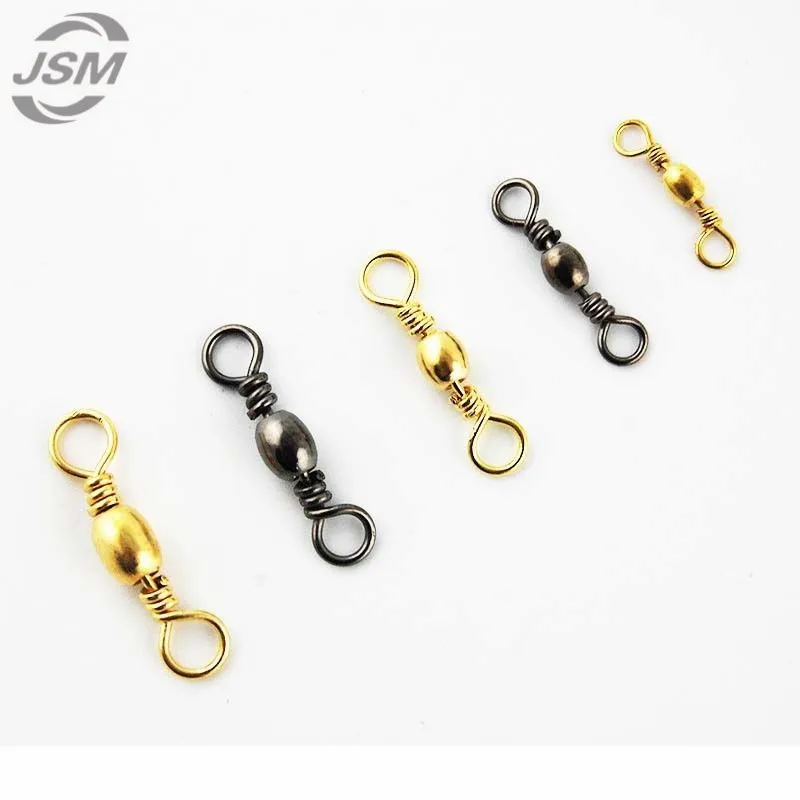 JSM 100 шт черный золотой рыболовный баррель поворотный латунный с покрытием из