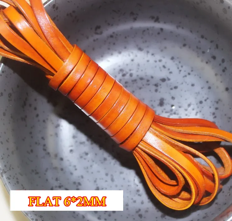 FLAT 6MM 1/2/3/4/5/6/8/10 мм Винтаж желтого цвета из натуральной яловой кожи Газа Круглый/плоский роспись DIY ручной работы с цепочками Цепочки и ожерелья 5 м - Цвет: FLAT 6MM