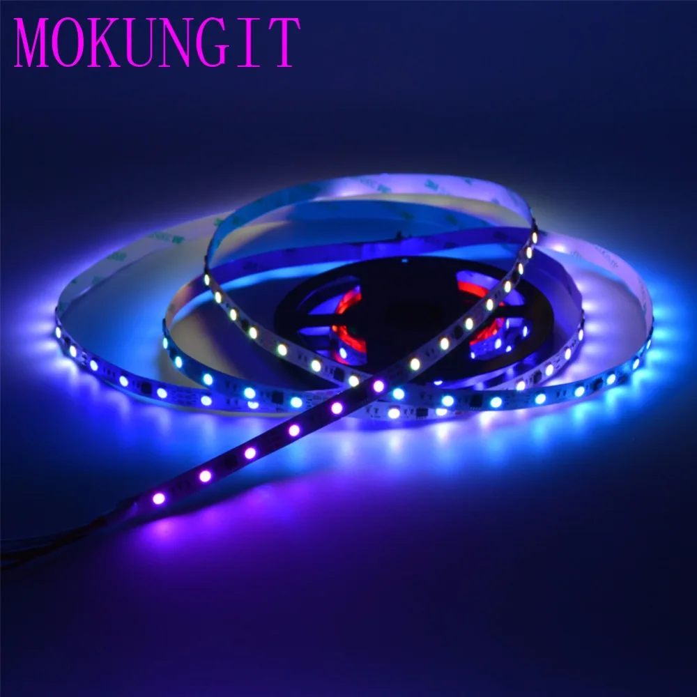 Mokungit 5 метров WS2811 DC12V 30/48/60 светодиодов/m/10/16/20 пикс./м светодиодная полоса с адресом 1 ic control 3 светодиода, черный/белый печатных плат