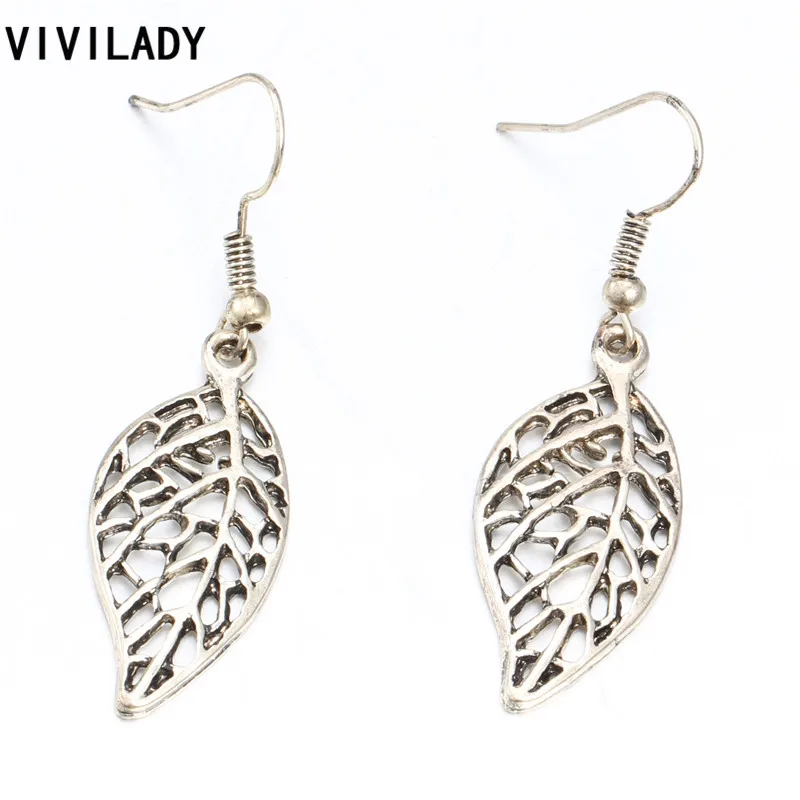 Женские серьги-подвески в виде листьев серебристого цвета | Украшения и
