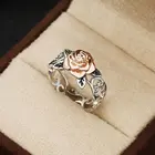 Роскошное женское кольцо Huitan, Золотая Роза, цветок с шпагатом, посеребренное кольцо из ротанга, подарок для девушки, милой и красоты