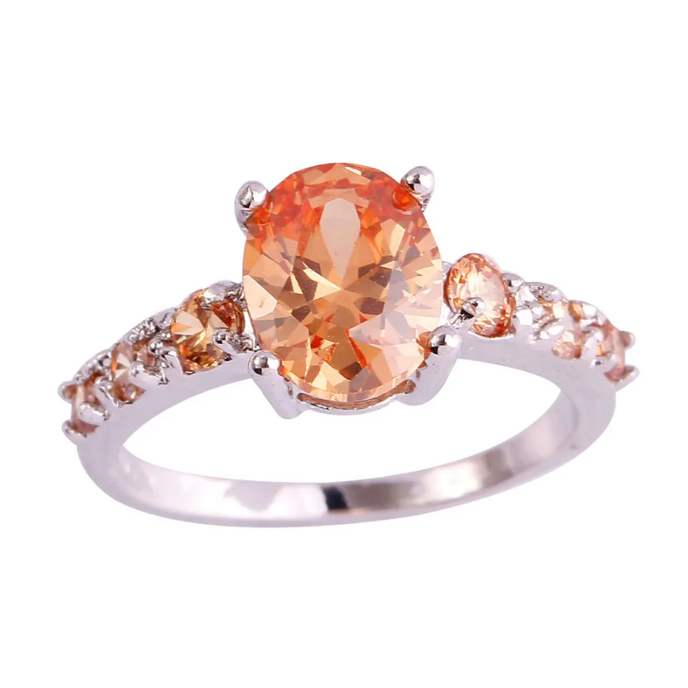 lingmei Unisex Oval ChampagneSilver Color Ring Size 6-12 13 New Arrival Fashion Jewelry Rings Wholesale Free Shipping | Украшения и
