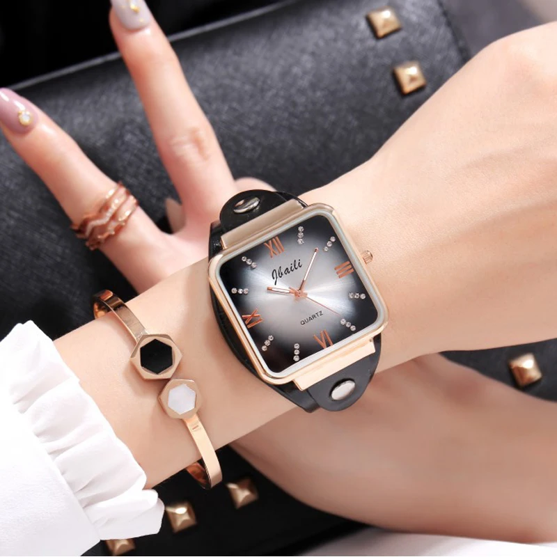 Женские кварцевые часы Zegarek damski Jbaili с кожаным ремешком под платье - купить по