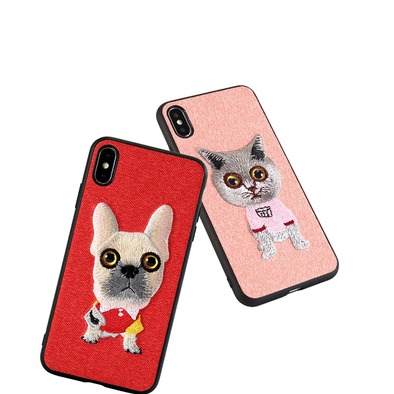 Милый чехол для телефона iPhone 11 6 8 модный защитный из парусины с вышивкой X XS XSMax XR