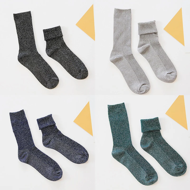 Модные однотонные блестящие абсорбирующие дышащие антифрикционные носки в