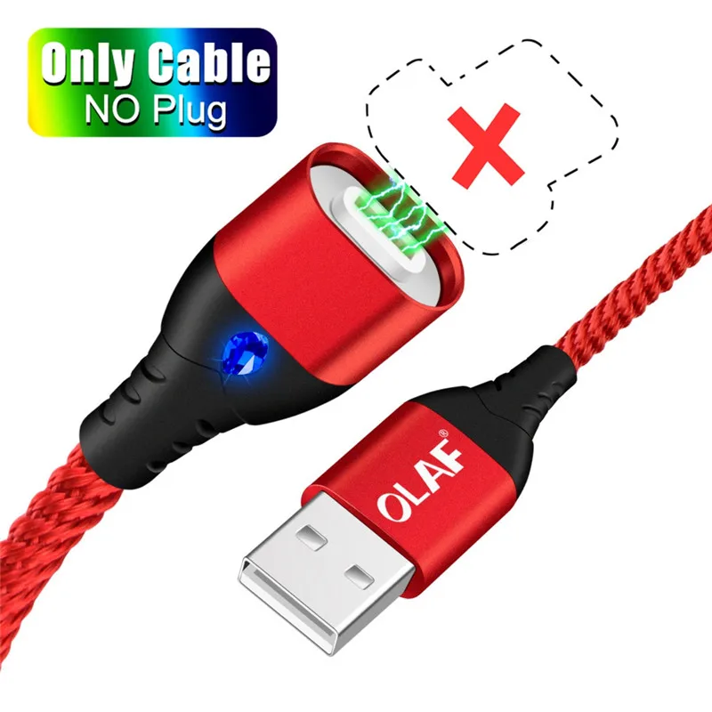 A2 Red Only Cable OLAF 3A светодиодный магнитный usb кабель для зарядки Micro для Xiaomi huawei Micro USB кабель для быстрой зарядки для samsung кабель для передачи данных Microusb - Цвет: A2 Red Only Cable