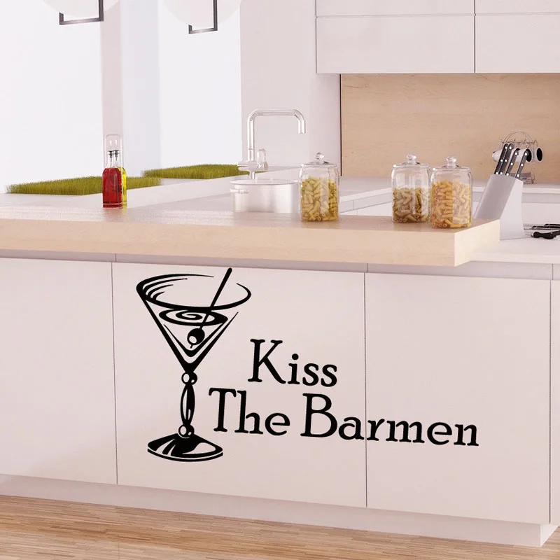 ZOOYOO Kiss The Barmen коктейльное украшение для дома Наклейка на стекло стену PVC съемное