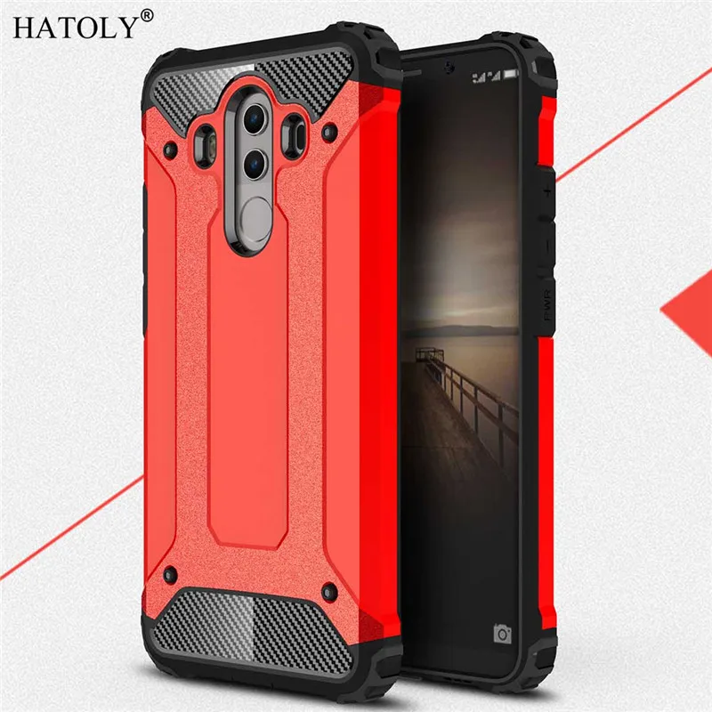 HATOLY для Coque huawei mate 10 Pro Чехол сверхмощный Броня тонкий жесткий резиновый чехол силиконовый чехол для телефона для huawei mate 10 Pro 6" - Цвет: Red