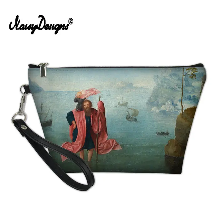 LMQ368Z8 Бесшумный дизайн известная Мона Лиза Живопись Ван Гога женская сумка для макияжа из искусственной кожи Дамский Органайзер чехол косметичка на заказ сумка для девочек - Цвет: LMQ368Z8