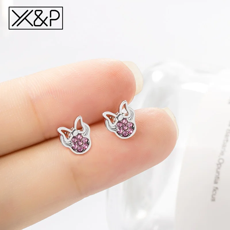 Женские серьги пусеты X & P из нержавеющей стали в Корейском стиле серебристого