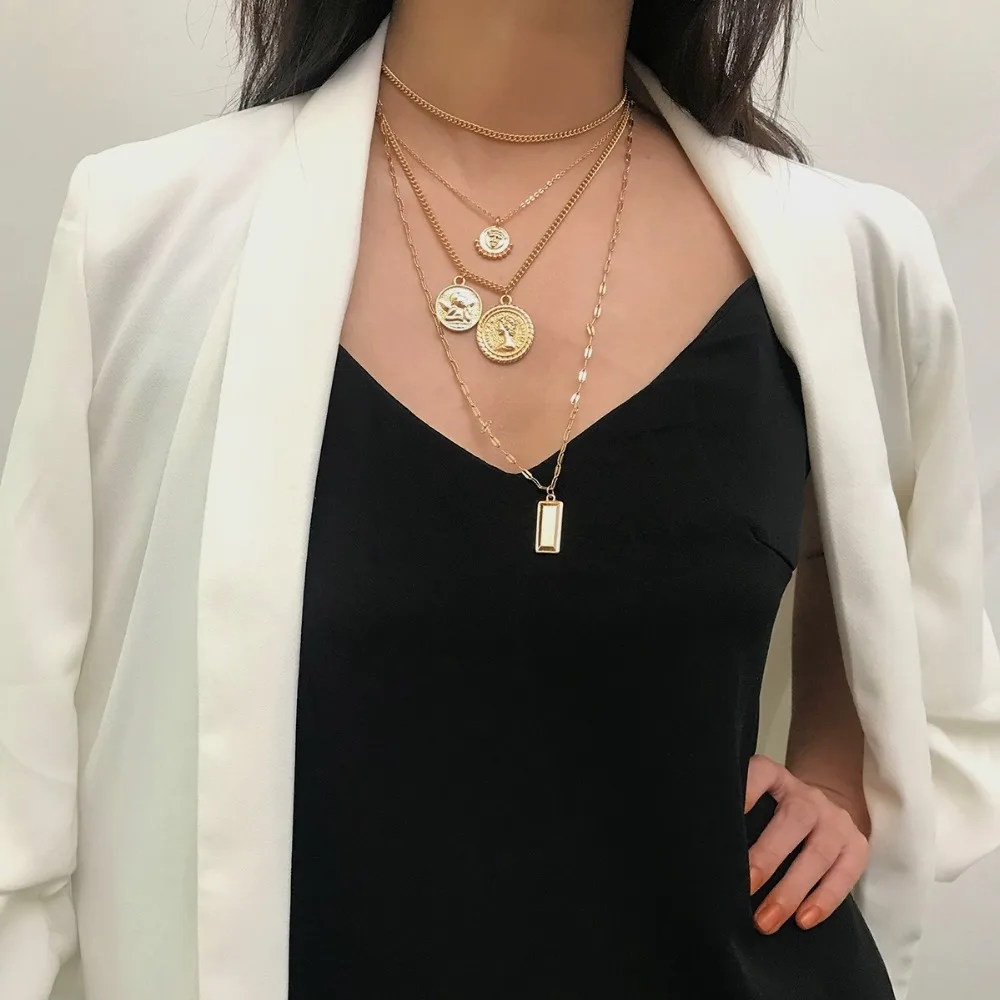 Золотое жемчужное ожерелье для женщин с монеткой, украшение для вечеринок в стиле бохо, модный воротник-чокер, ожерелья для девочек "зайка", сбыт через дропшиппинг.