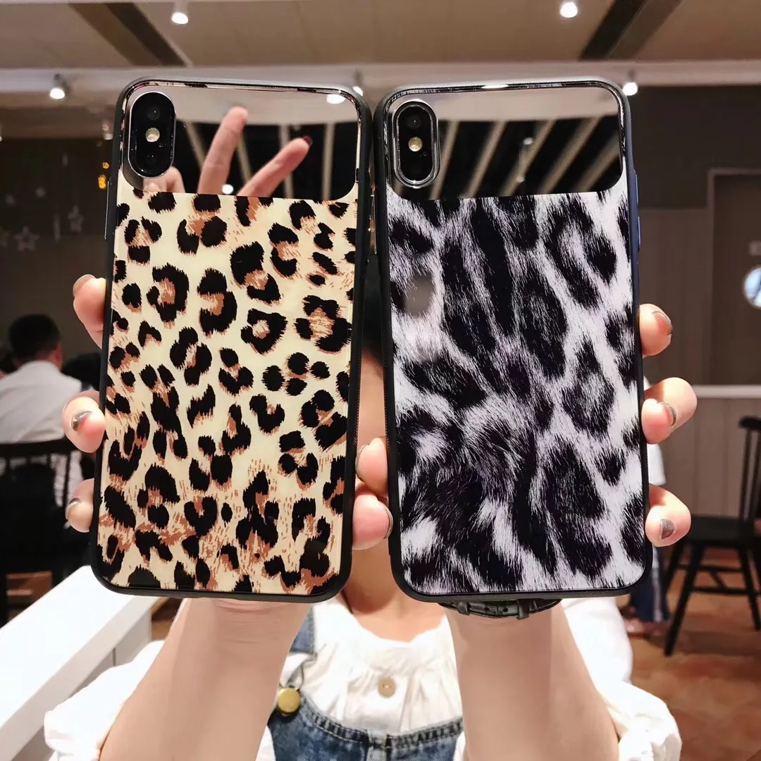 Роскошный зеркальный чехол с леопардовым принтом для телефона iphone X XR XS Max 6 6s 7 8 Plus