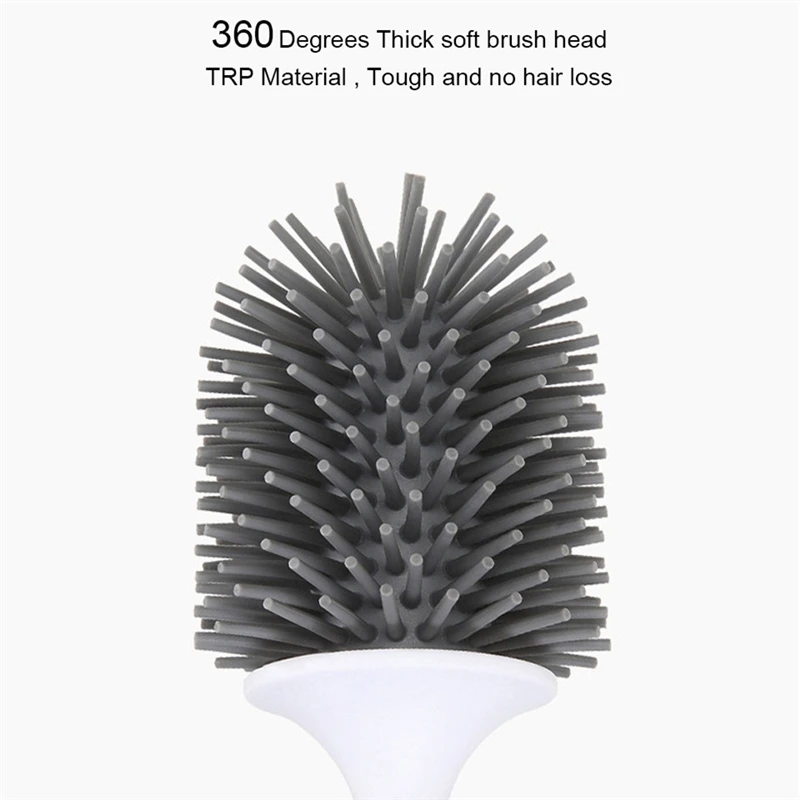 Toilet Brush with Wall Mounted Base Soft TPR Bristle Modern Design Self Draining Bathroom Bowl Drain WC Cleaning Kit Set | Обустройство