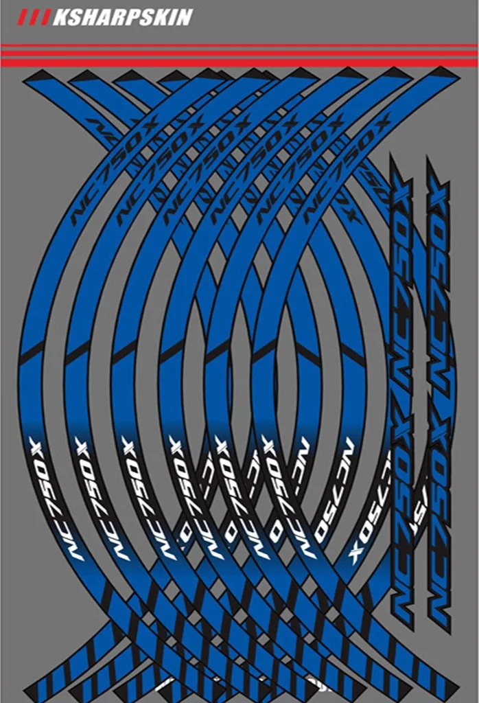 Motorcycle Wheel Rim Decals Wheel Reflective Stickers Stripes For Honda NC750X - Цвет: Blue