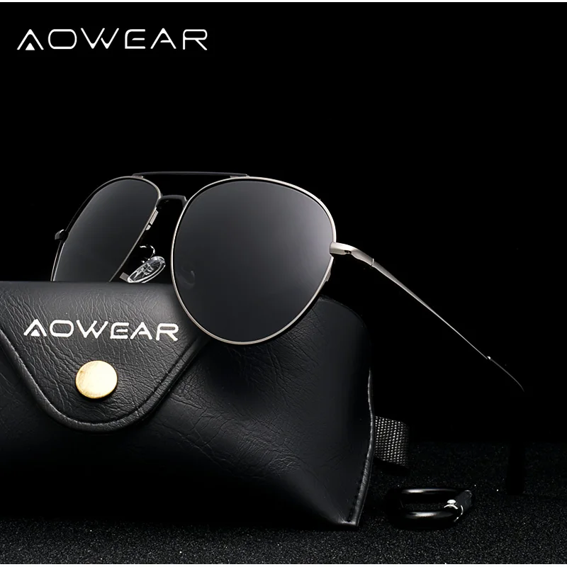 AOWEAR поляризационные солнцезащитные очки для женщин, брендовые, дизайнерские, поляризационные, солнцезащитные очки пилота для мужчин, унисекс, HD, для улицы, для вождения