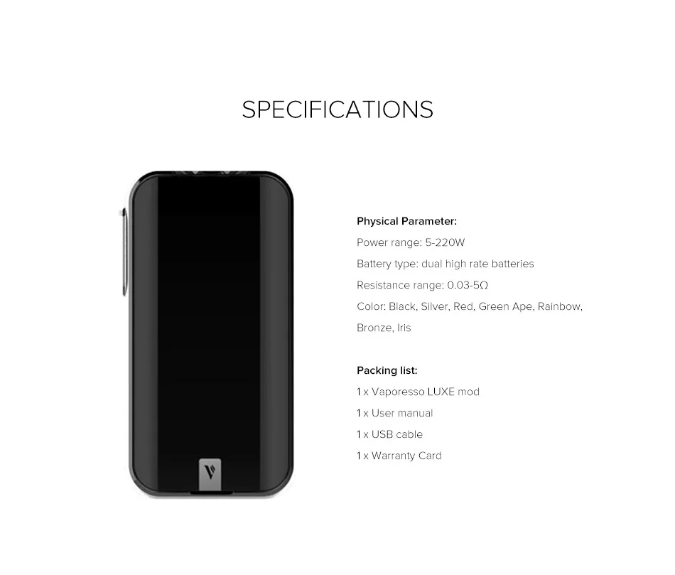 Vaporesso, роскошная коробка, мод, электронная сигарета, более длительный срок службы, более последовательный вкус, Vape для 510, Танк против Мстителя