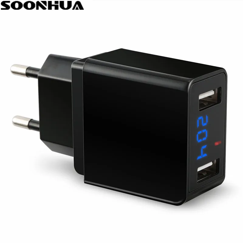 Универсальное зарядное устройство SOONHUA с двумя usb портами 5V2.4A дорожное настенное