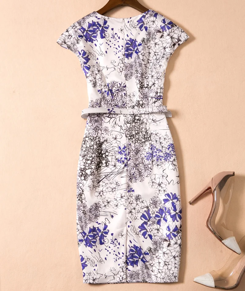 Женское платье-футляр с принтом платье без рукавов v-образным вырезом и поясом k1322