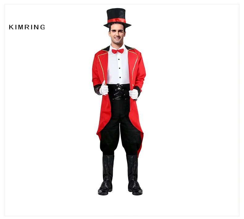 Kimring Ringmaster костюм на Хэллоуин для взрослых мужской костюм укротителя льва цирк Ringmaster Косплей Костюм фантазийный, для карнавала косплей