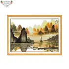 Ваш подарок F415 подсчитанный и отпечатанный 14CT 11CT домашний декор китайский поэтический ли река вышивка крестиком наборы