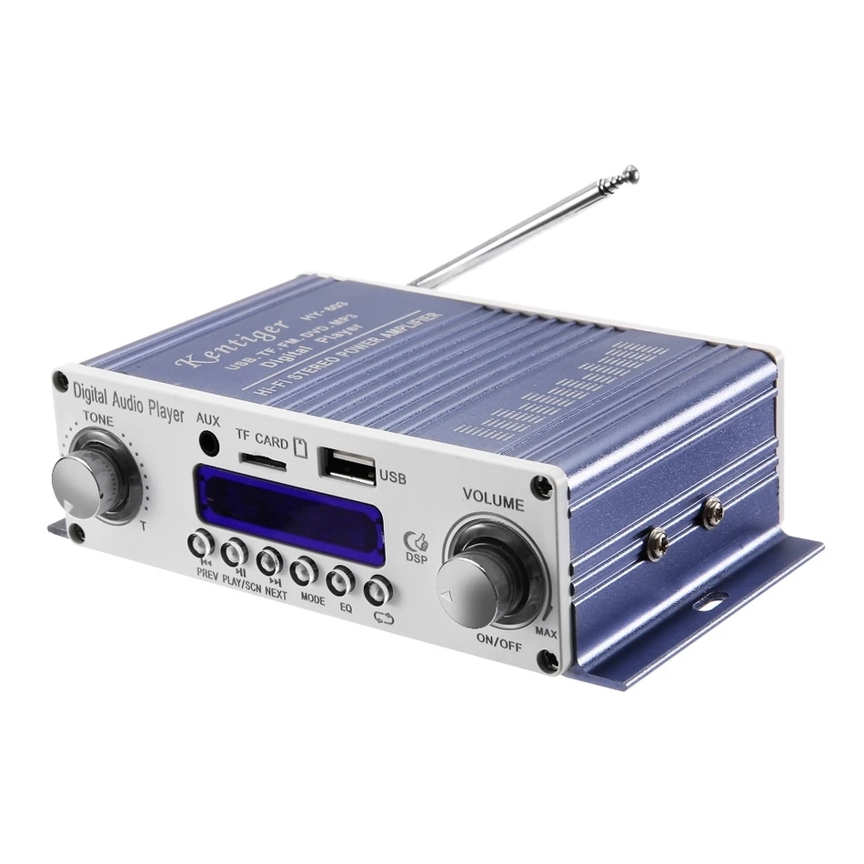 Kentiger HY-603 Mini Portable Wireless HiFi Stereo Power Digital Amplifier with FM IR Control MP3 USB Playback for DC 12V | Электроника