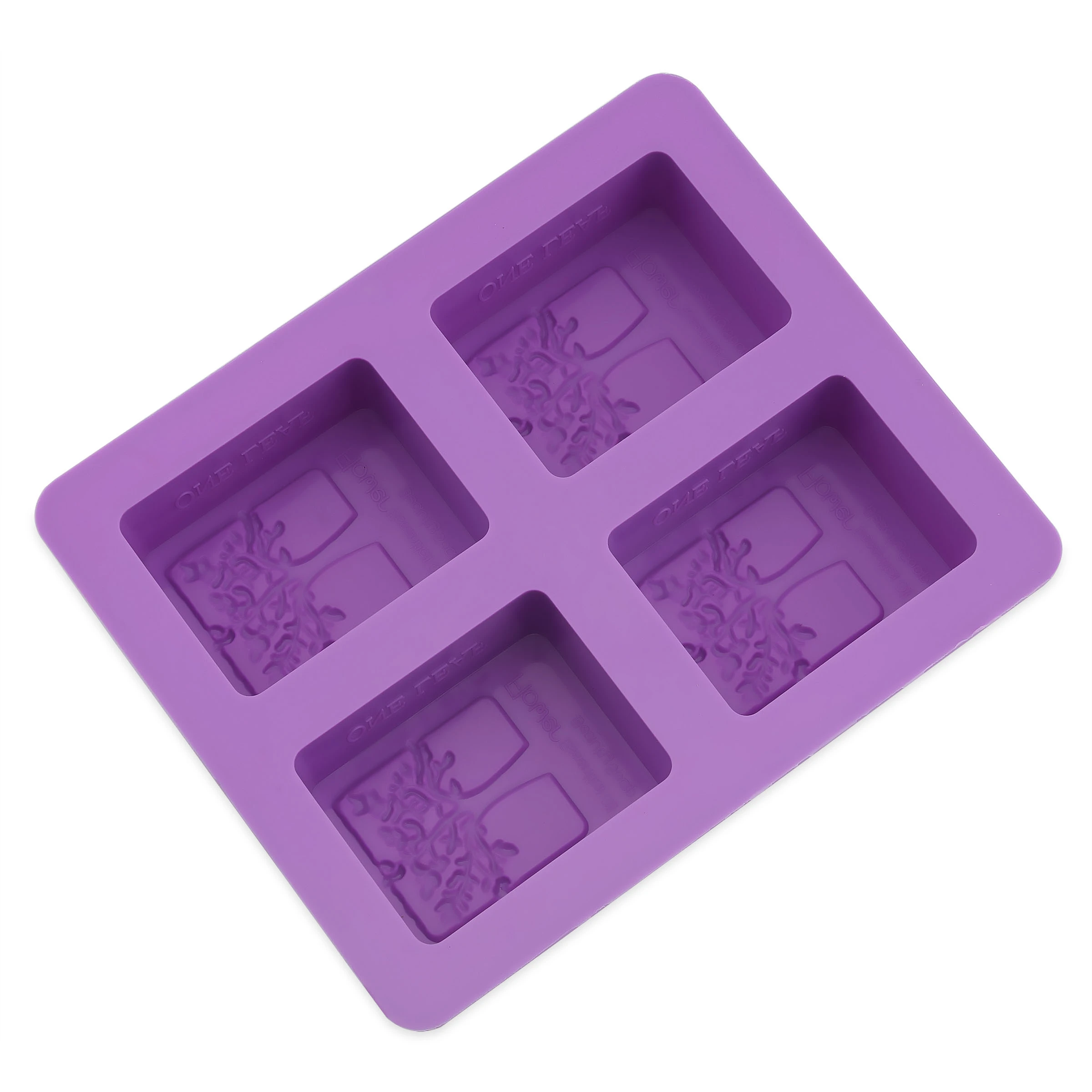 Четыре отверстия прямоугольное DIY Силиконовое мыло с изображением дерева молд