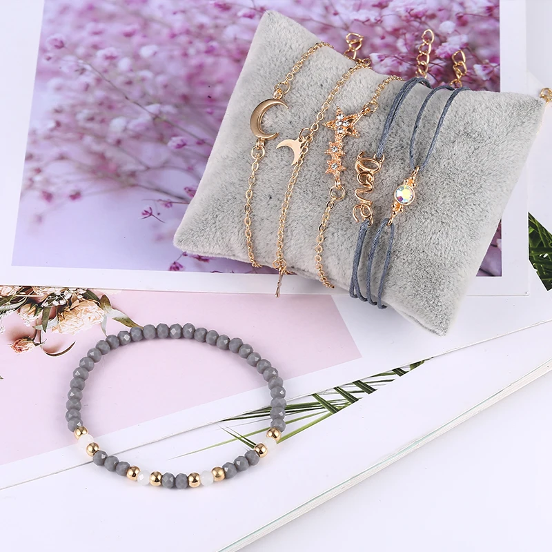 Браслет-цепочка женский HOCOLE богемный со звеньями и кристаллами 6 шт./партия