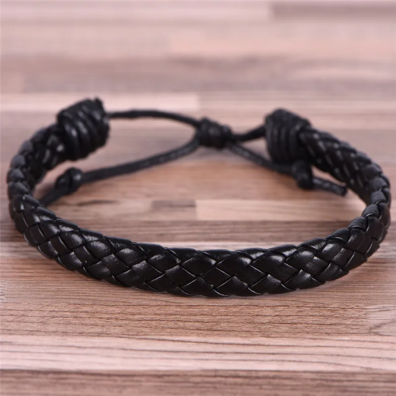 Fashion Men Black Leather Bracelet Friendship Bracelets &amp Bangles Pulseras Hombre Punk Jewelry Gift | Украшения и аксессуары