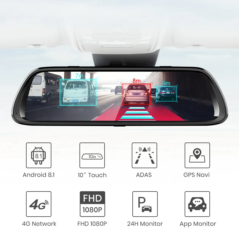 Junsun A960 Android 8,1 ADAS 2G+ 32G 1" СТРИМ медиа dash cam камера Автомобильная камера рекордер dvr dashcam gps навигация 1080P wifi