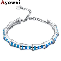 ayowei blue fire opal 925 silver bamboo element bracelet fashion jewelry wedding gift preferred ob100a